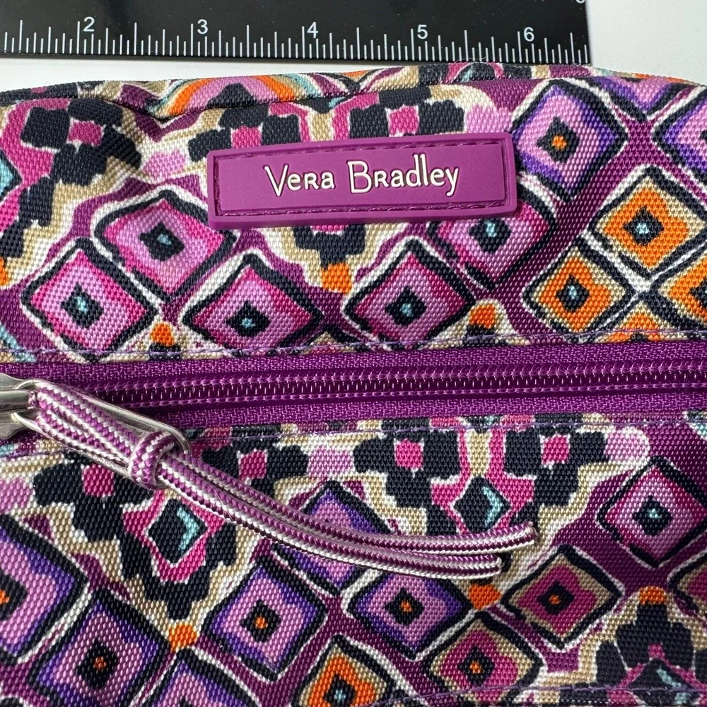 Vera Bradley Purple Geometric Print Zippered Cosmetic Travel Pouch‎ Bag